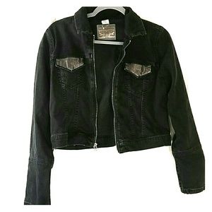 Levi Strauss Rare Cropped Black Jean Jacket Size M